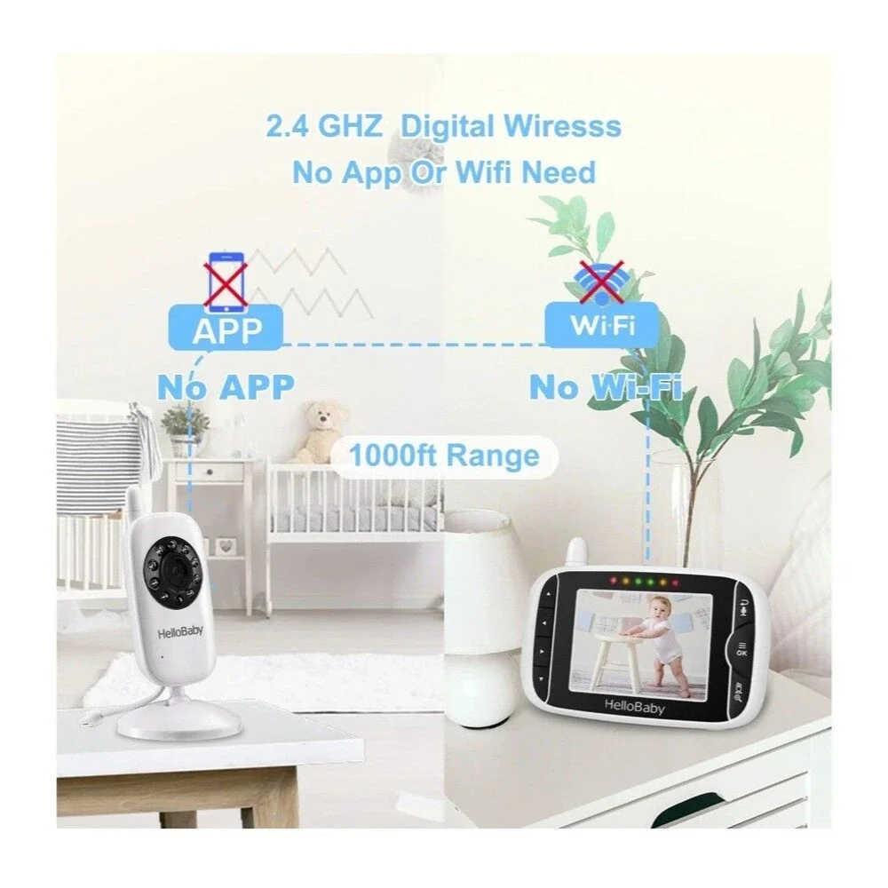 Monitor New HelloBaby Video Baby HB39 with wireless video 2.4GHz Digital